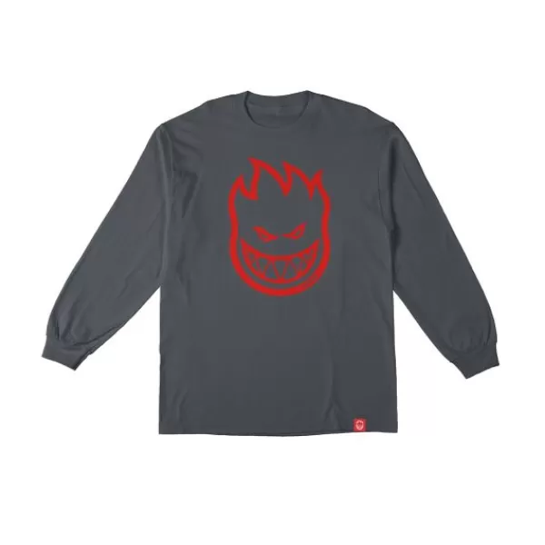 Best-Selling Spitfire. Bighead Longsleeve Youth Tee. Charcoal/Red.** Clearance