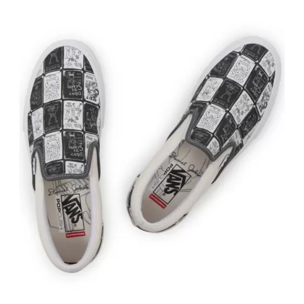 Exquisite Gifts Vans. Daniel Johnston Skate Slip-On. Raven/White.** Best Sale