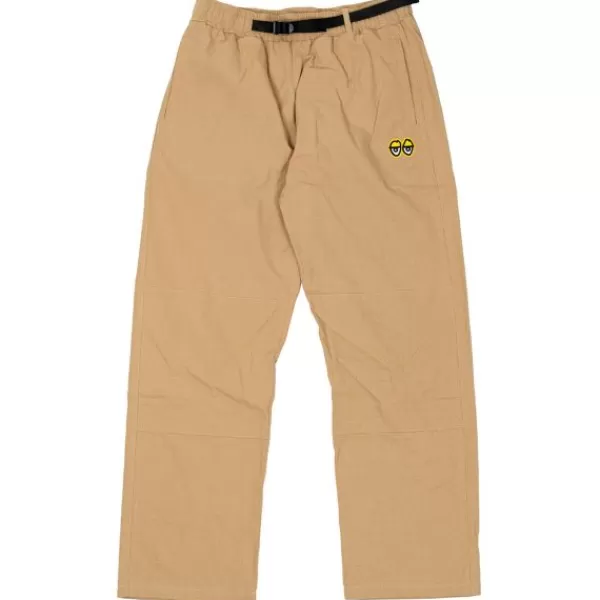 Gift Selection Krooked. Ripstop Double Knee Pants. Khaki/Yellow. Embroidery.** Fashion