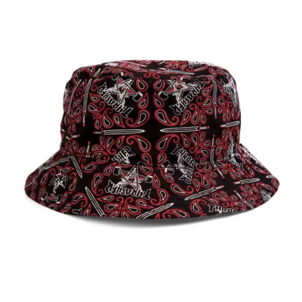 Hot Sale Thrasher. Bandana Buckethat. Black/ Red/ White.** Flash Sale