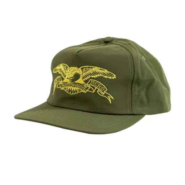 Latest Anti Hero. Basic Eagle Snapback. Olive/ Yellow.** Clearance