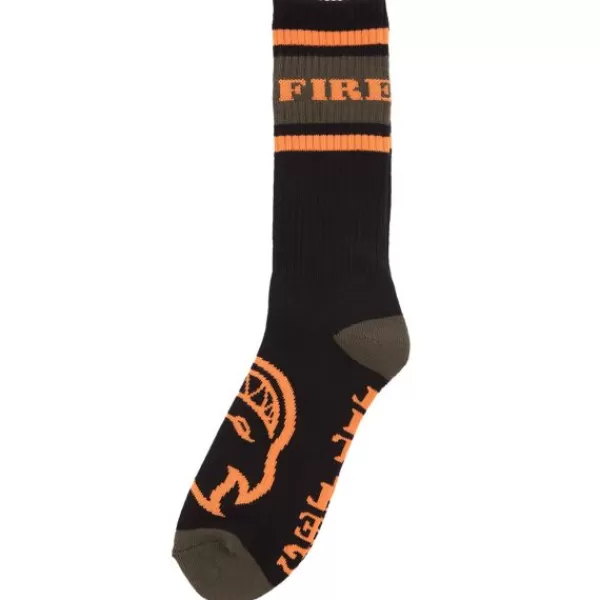 Latest Spitfire. Classic 87 Big Head Socks. Black/Orange/Olive.** Hot