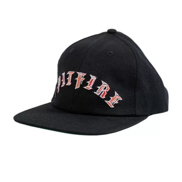 New Threads Spitfire. Old E Arch Snapback. Black/ Red.** Flash Sale