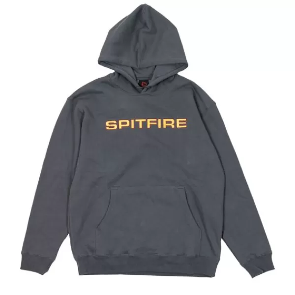 Popular Spitfire. Classic 87 Hoodie. Charcoal / Red / Gold.** Cheap