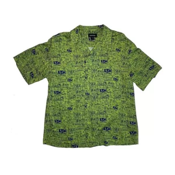 Quick Delivery Bronze 56K. Scribble Rayon Shirt. Green.** Cheap