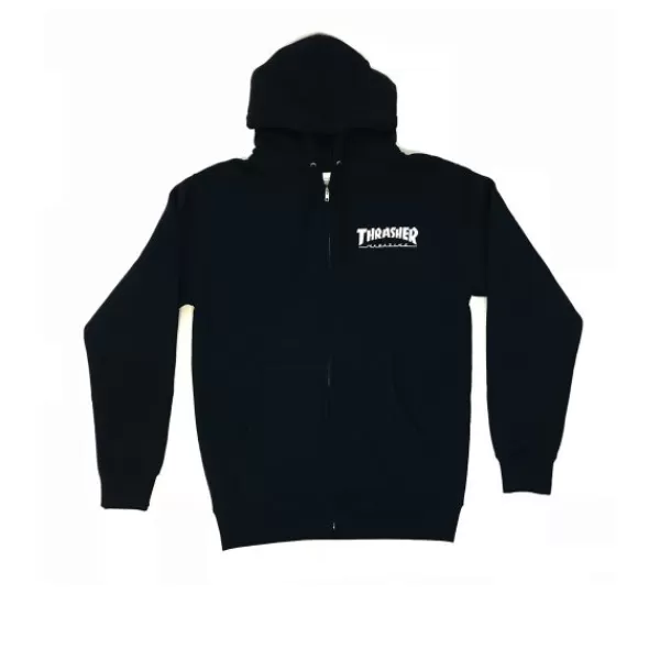 Quick Delivery Thrasher. Logo Zip Up Hoodie. Navy.** Best Sale