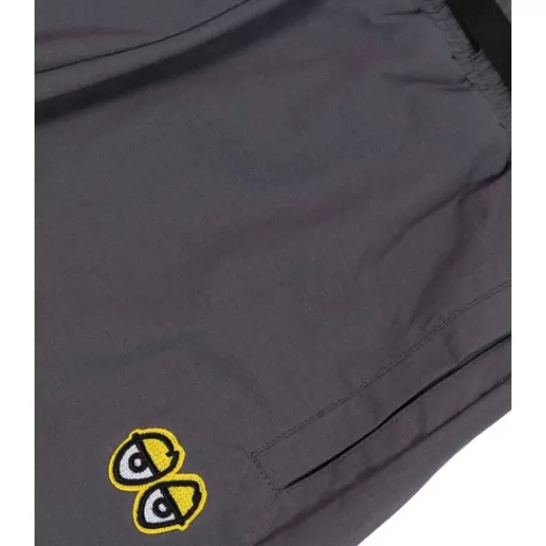 Top Selling Krooked. Eyes Ripstop Pant. Charcoal / Yellow Embroidery.** Clearance