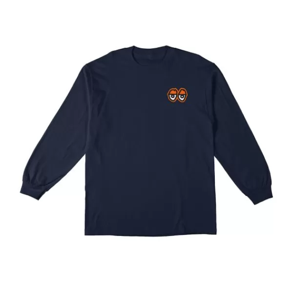 Unique Krooked. Straight Eyes Longsleeve T Shirt. Navy/Orange.** Store