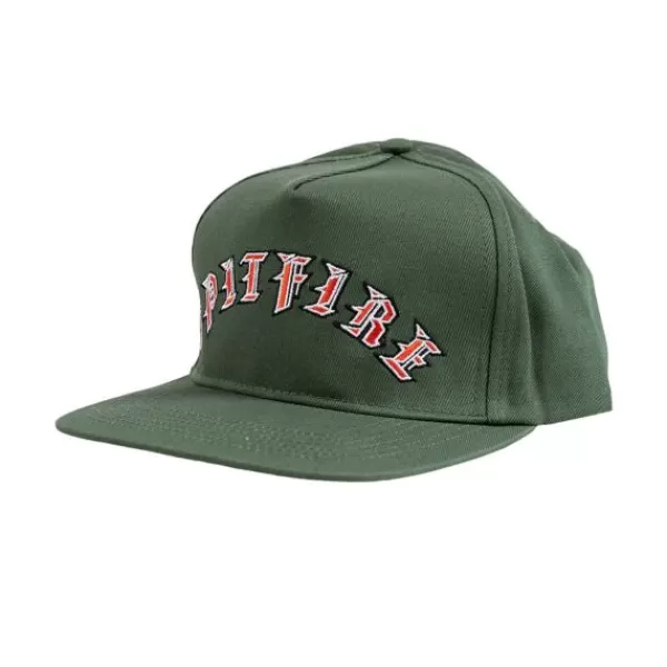 Unique Spitfire. Old E Arch Snapback. Olive/Red.** New