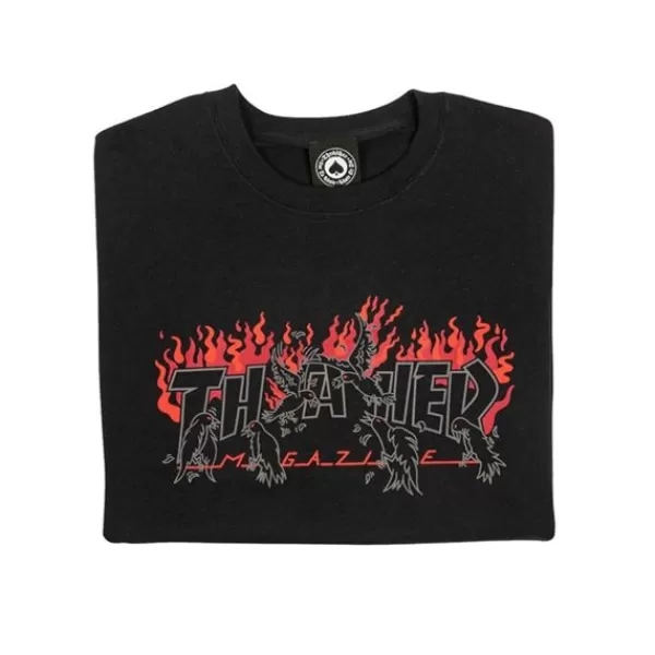 Unique Thrasher. Crows T Shirt. Black.** Flash Sale